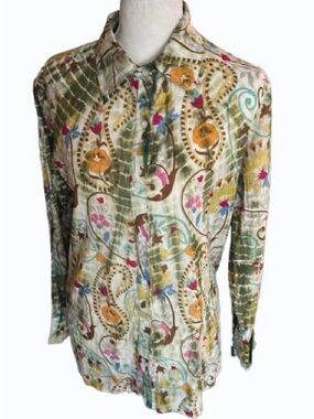 NWT Bohemian 100% Cotton VINTAGE GOA Shirt Top Blouse Boho Cottage Button SM
